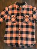 The Flat Head Ultra Heavy Flannel Salmon and Black Tagged XL 42