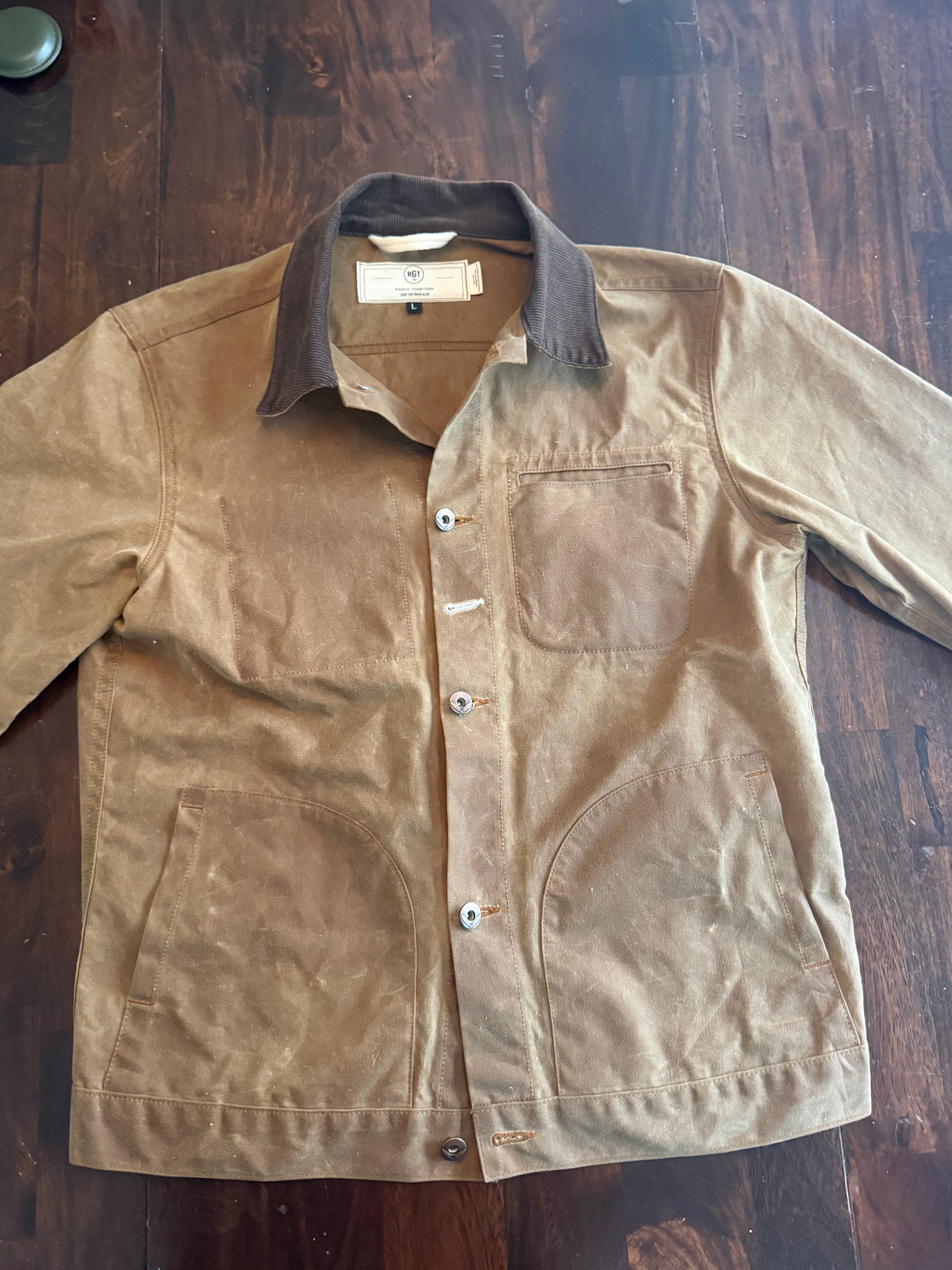 Rogue Territory Waxed Ridgeline Cord Collar in Whiskey Canvas Tagged Large