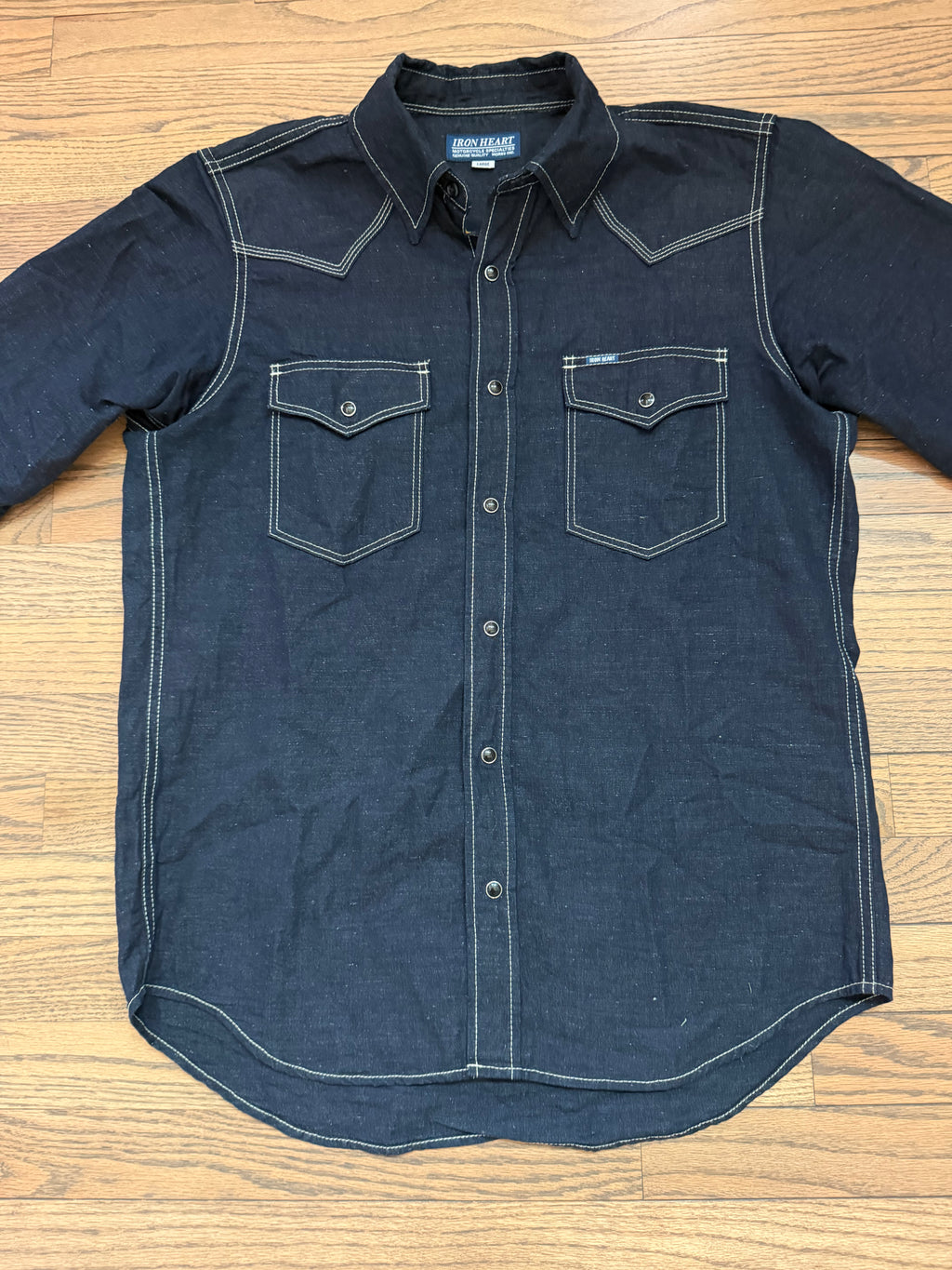 Iron Heart IHSH-444 7oz Indigo Chambray Tagged Large