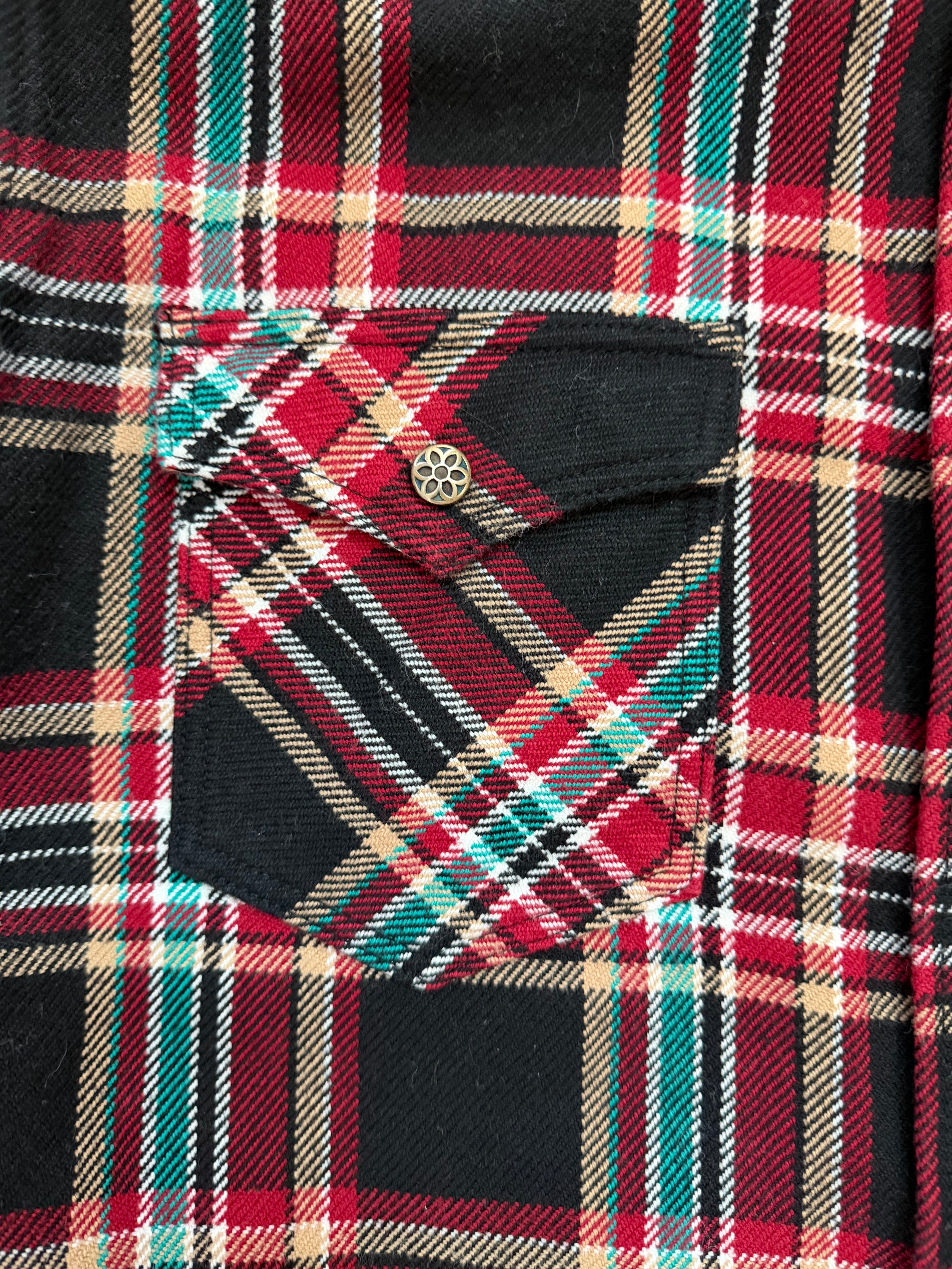 Iron Heart IHSH-237 Crazy Check Good Art Upgraded Snaps 12oz Western Ultra Heavy Flannel Tagged XXXL - Tailored to Size Large