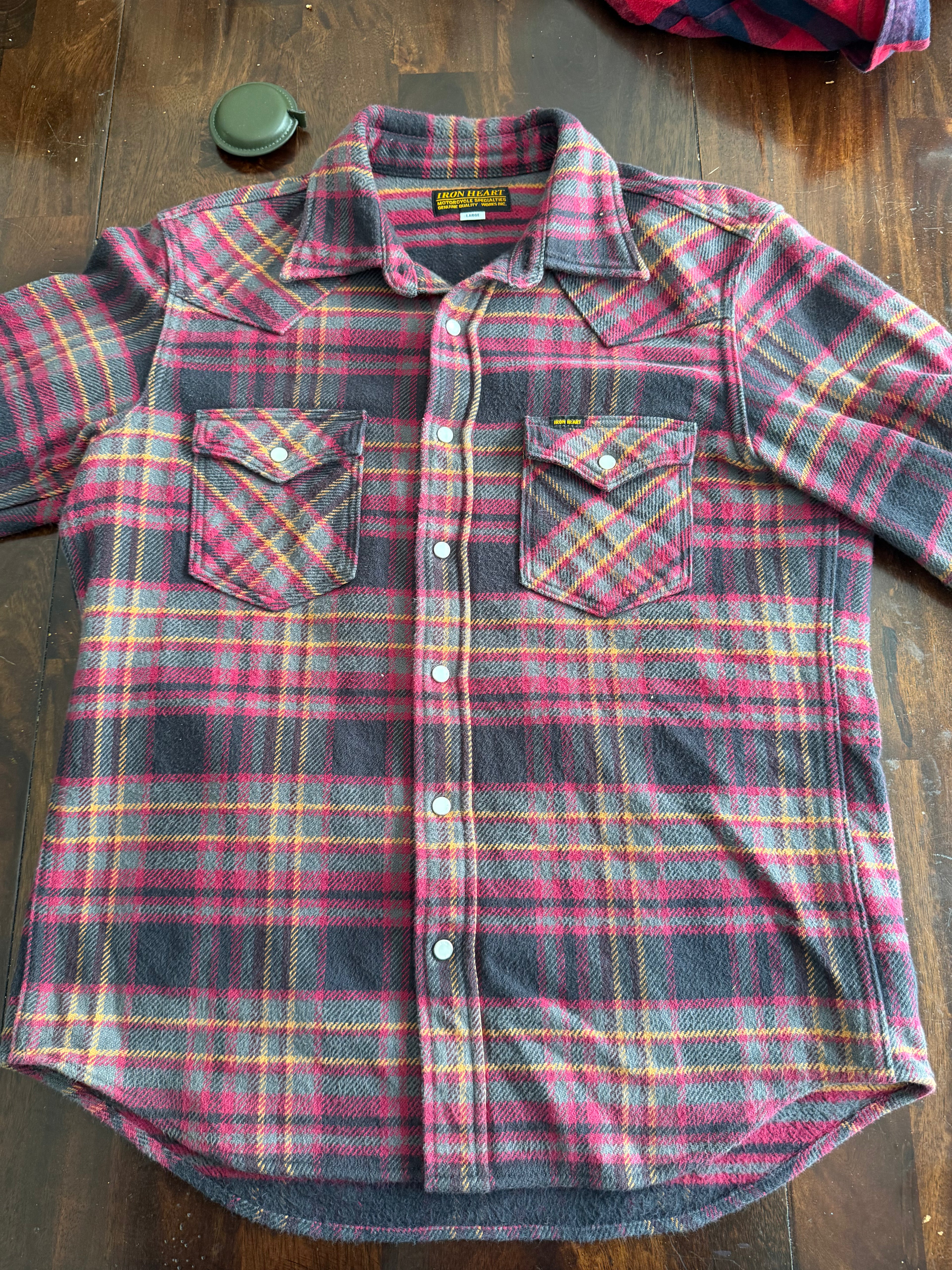 Iron Heart IHSH-403-GRY Ultra Heavy Flannel Western Size large