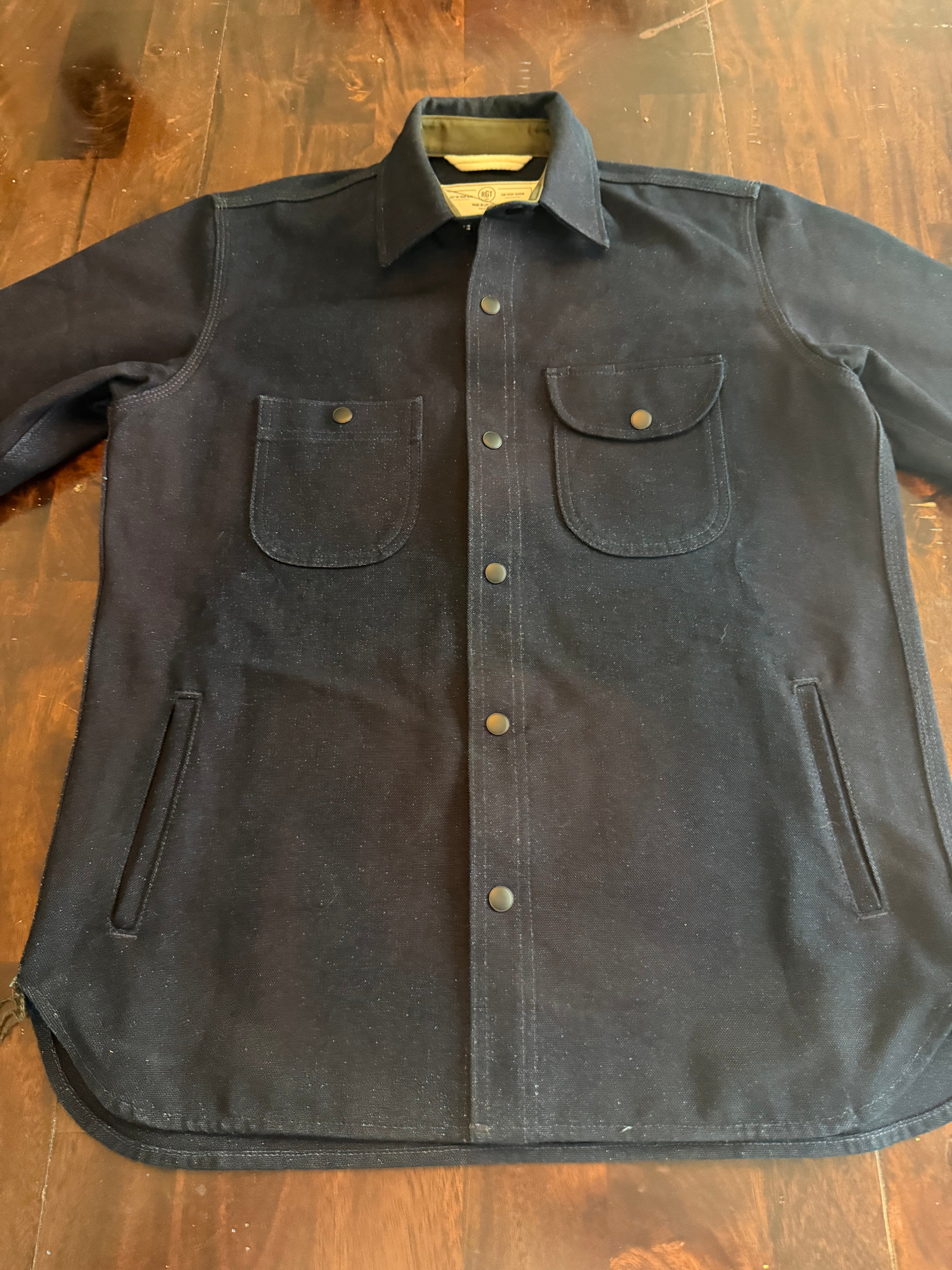 Rogue Territory X Blue Owl Workshop 15oz ISC Indigo Canvas Service Shirt CPO Tagged Large