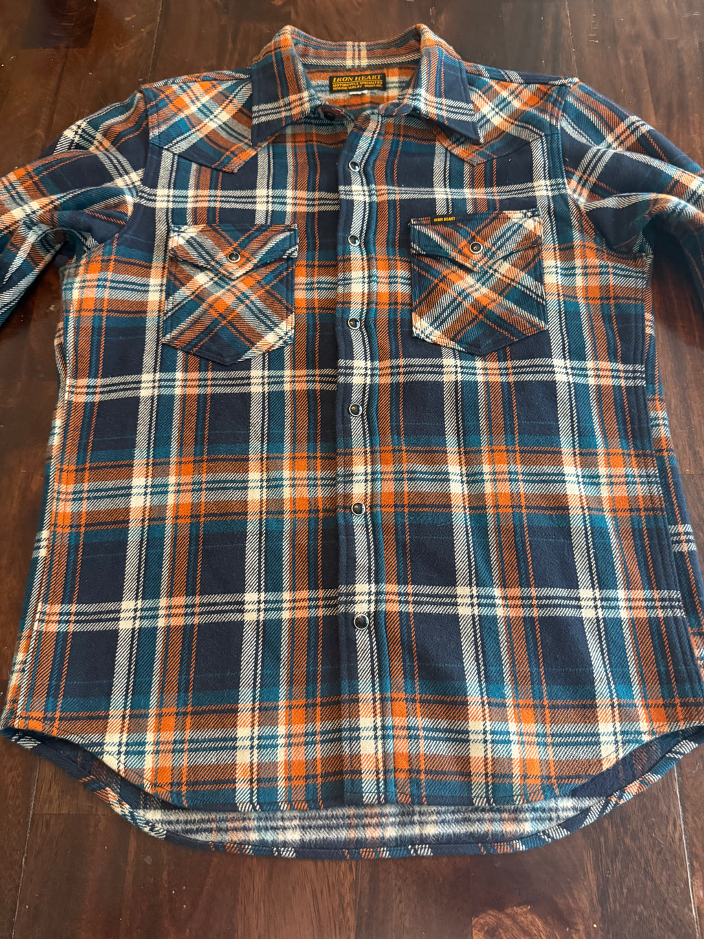 Iron Heart IHSH-262 NAV Crazy Check Western 12oz Ultra Heavy Flannel Tagged Large