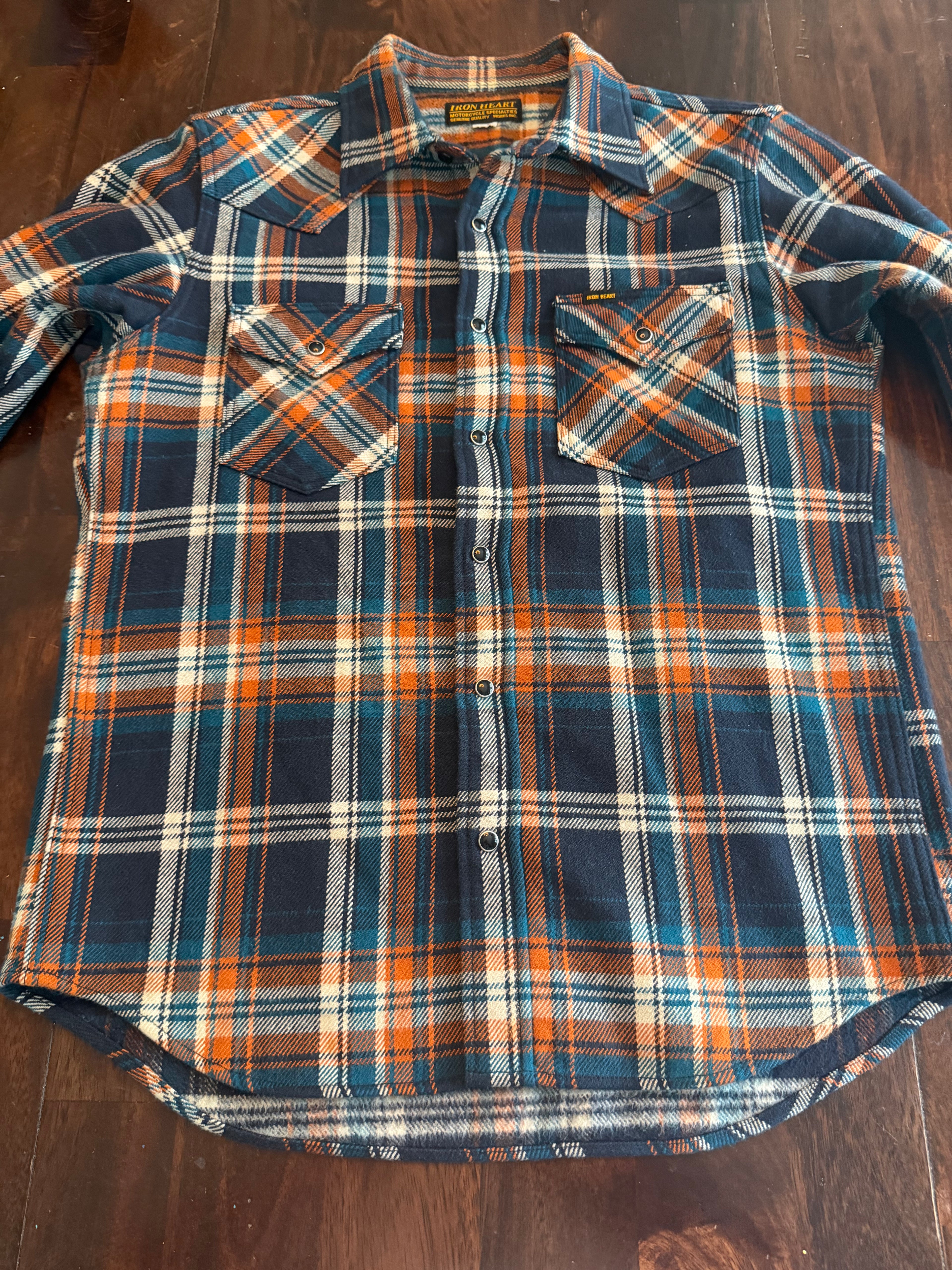 Iron Heart IHSH-262 NAV Crazy Check Western 12oz Ultra Heavy Flannel Tagged Large