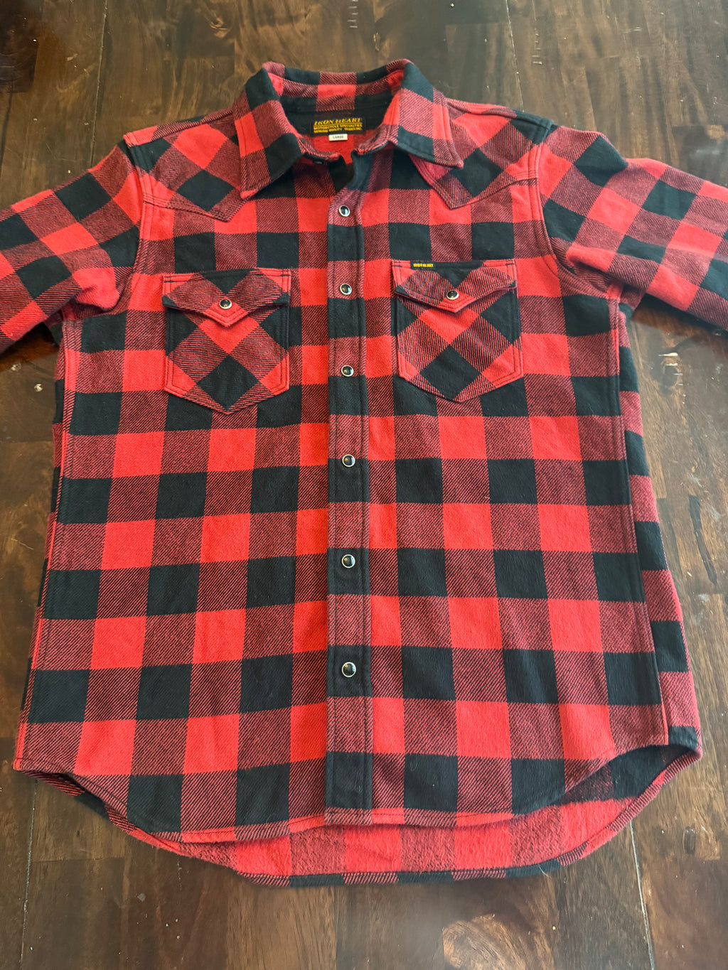 Iron Heart IHSH-232 RED Western Ultra Heavy Flannel Tagged Large