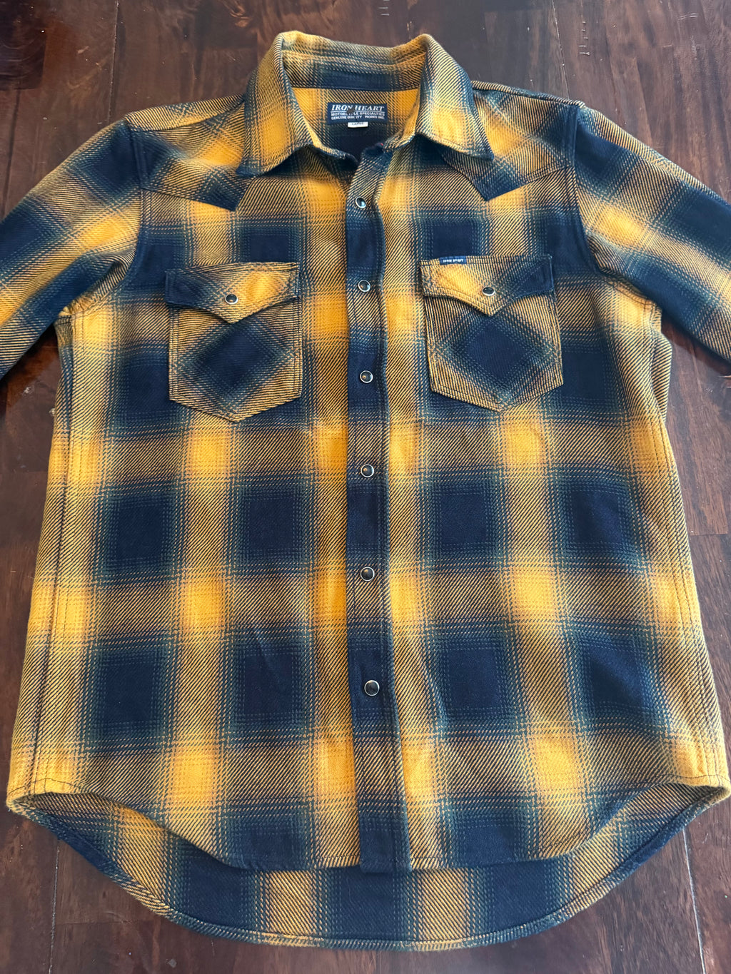 Iron Heart IHSH-316 YEL Selvedge Western Heavy Flannel Tagged Large