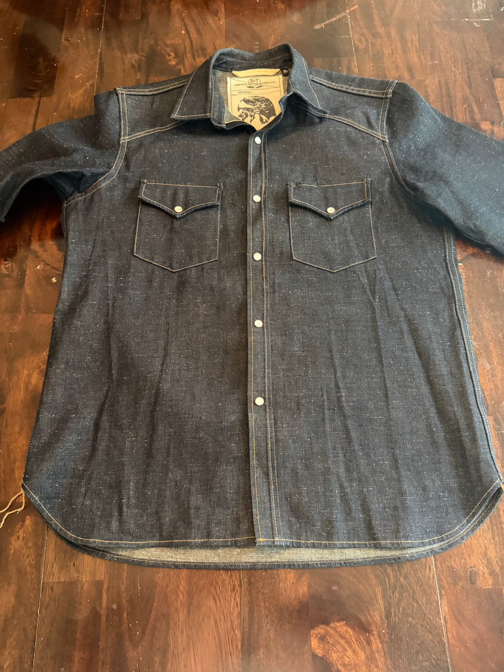 Rogue Territory 9oz 2x1 Western Sevedge Denim Shirt tagged XL